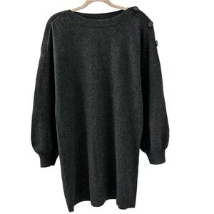Madewell Boatneck Button Shoulder Wool Sweater Dress